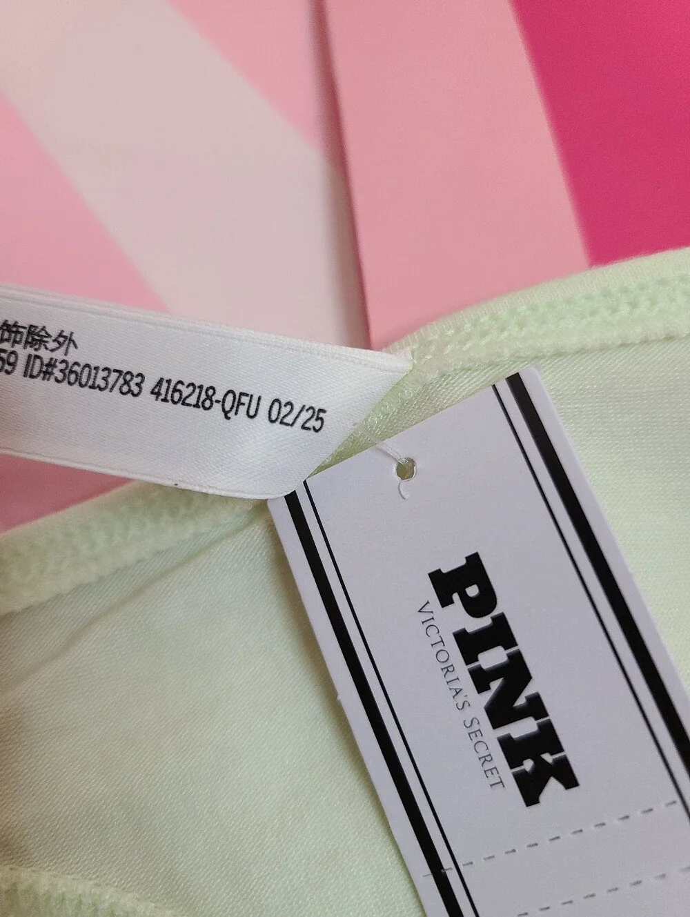 VS PINK Soft Cotton Logo Band High Leg Thong Panty Size M Ice Cream